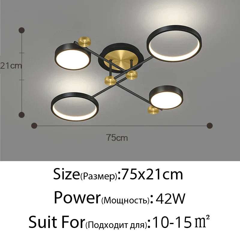 Gold Frame 6-Head Dimmable LED Chandelier