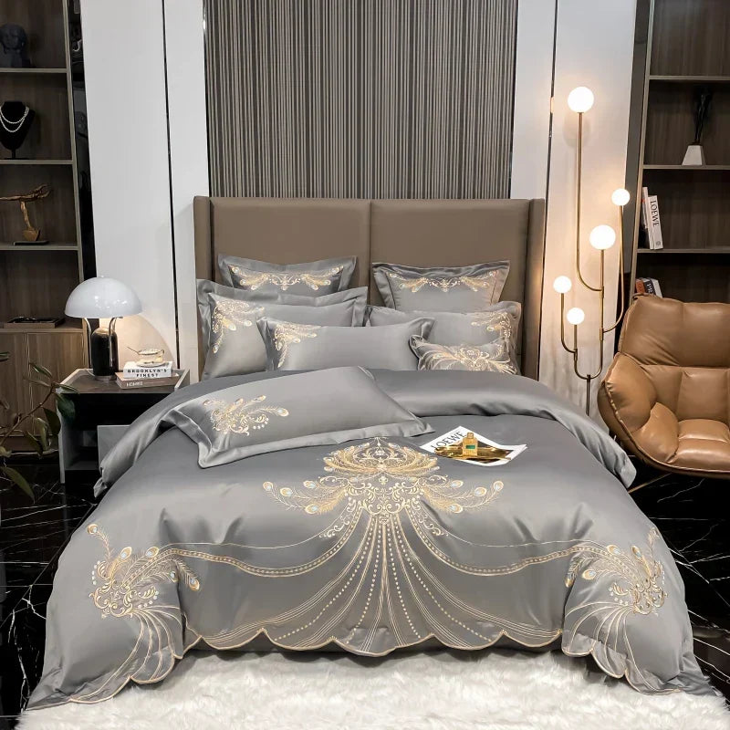 Gold Feather Cotton Bedding