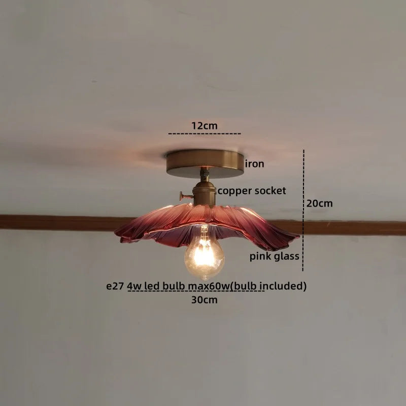 Green Glass Ceiling Light Copper Iron Blend