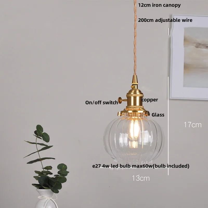 Green Glass Pendant Light Adjustable E27 Base