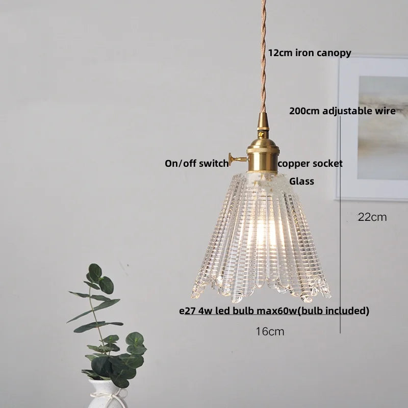 Green Glass Pendant Light Adjustable E27 Base