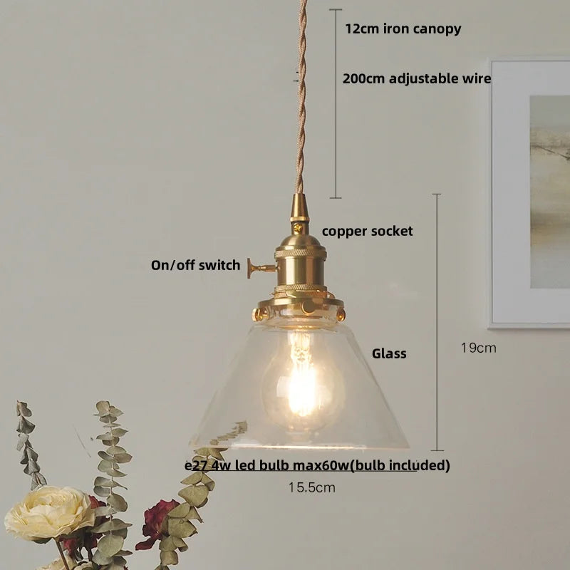Green Glass Pendant Light Adjustable E27 Base