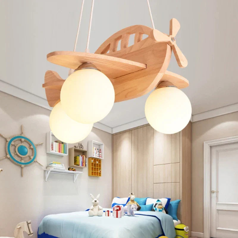 Wooden Airplane Pendant Light