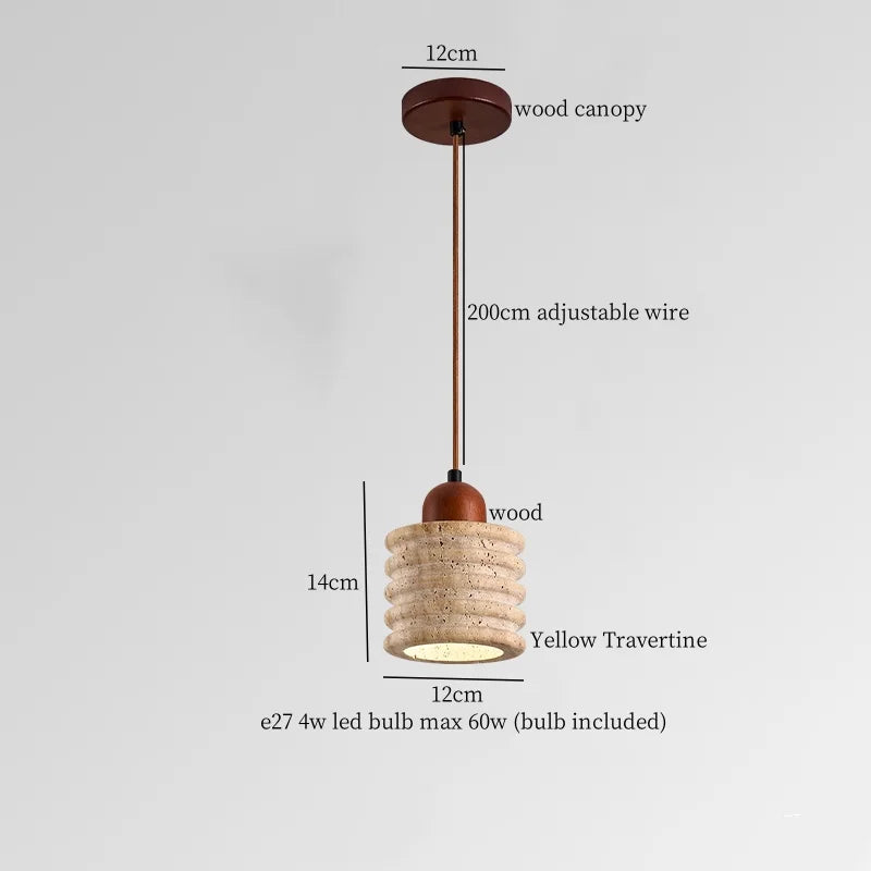 Copper Vintage Pendant Light Travertine Stone