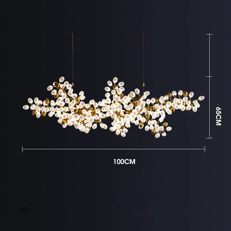 Gold Glass 20-Bulb Pendant Light L200cm