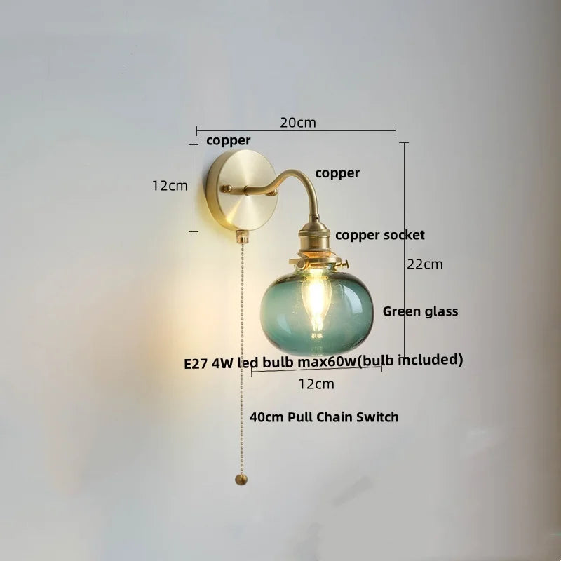 Green Glass Wall Light