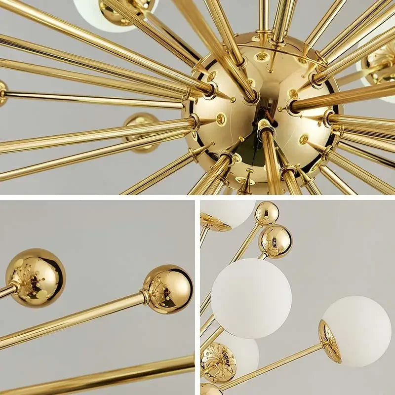Gold Glass Pendant Light 18-Light Design