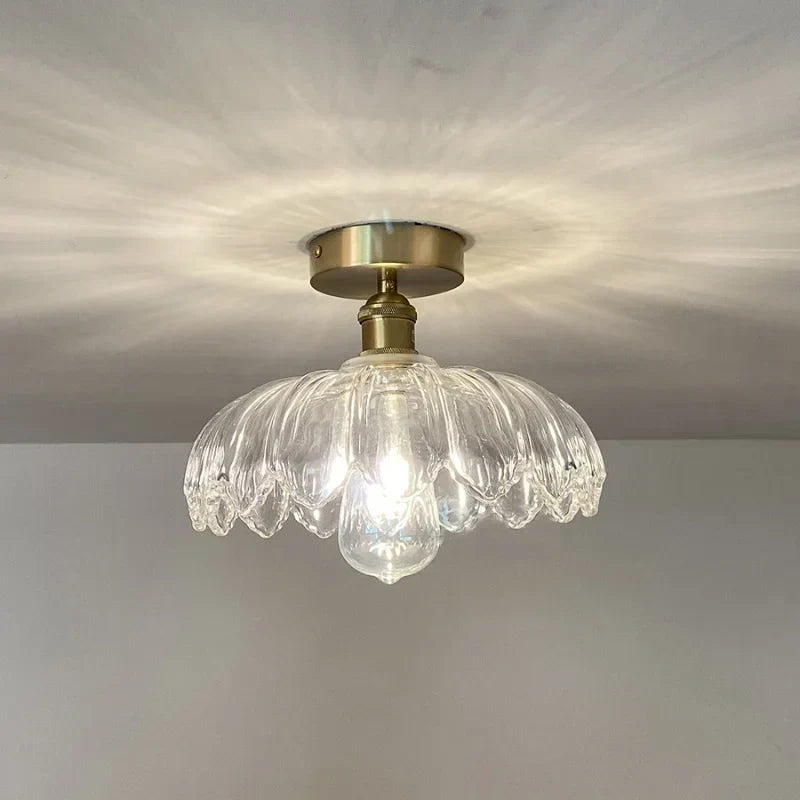 Green Glass Ceiling Light Copper Iron Blend