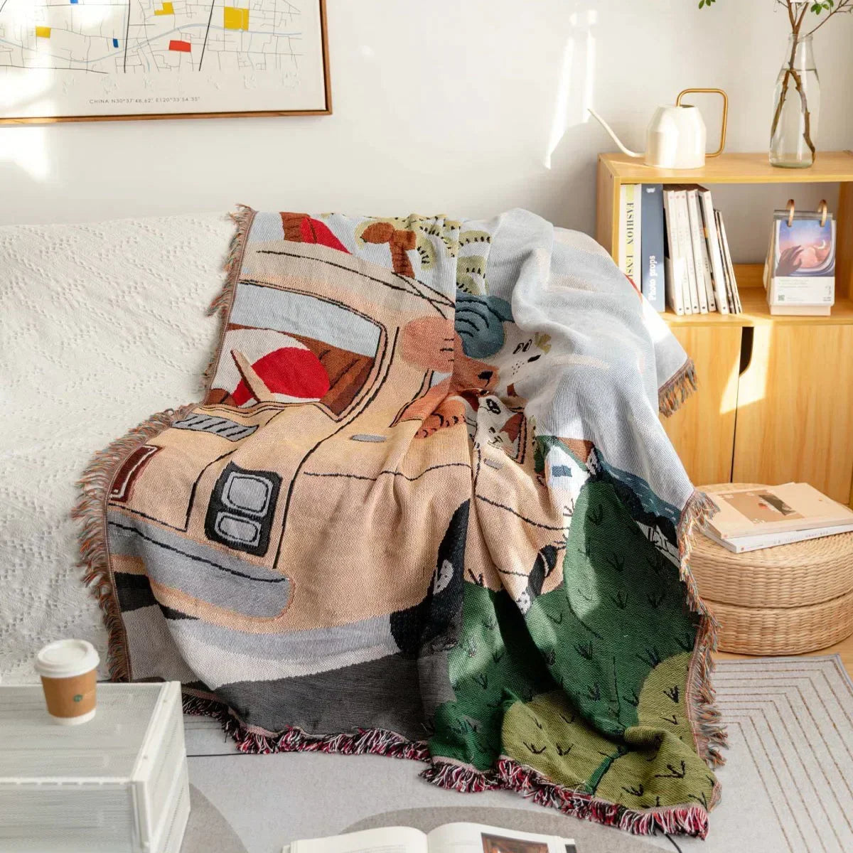 Tapestry Knit Sofa Blanket