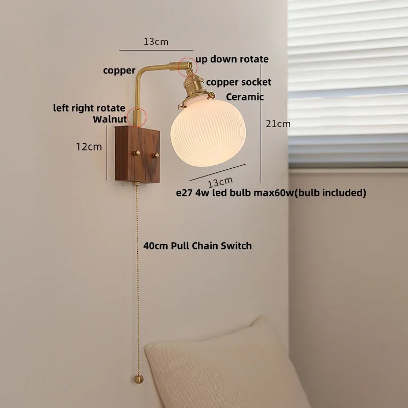 Ceramic Walnut Wall Sconce