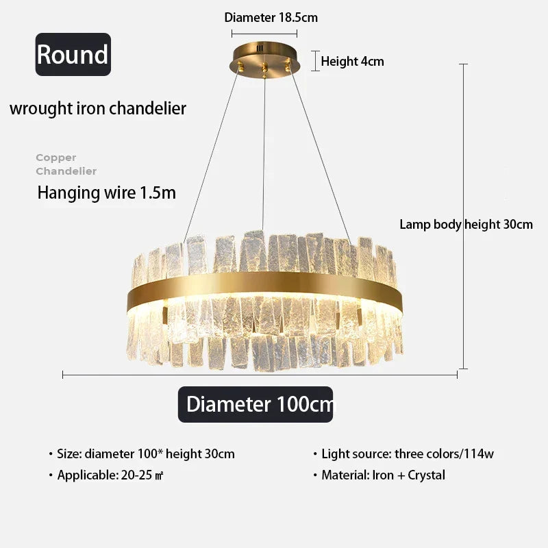 Golden Crystal Pendant Light Rectangle 100cm