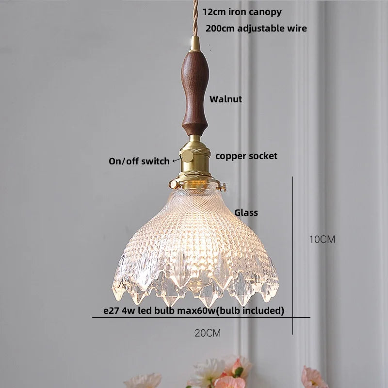 Green Glass Pendant Light Adjustable E27 Base