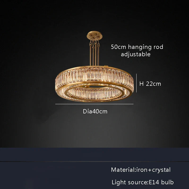Gold Crystal LED Light Chandelier