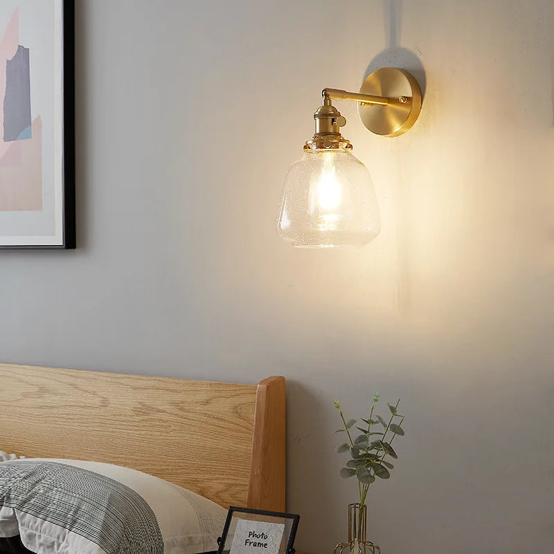 Amber Glass Rotating-Socket Wall Sconce