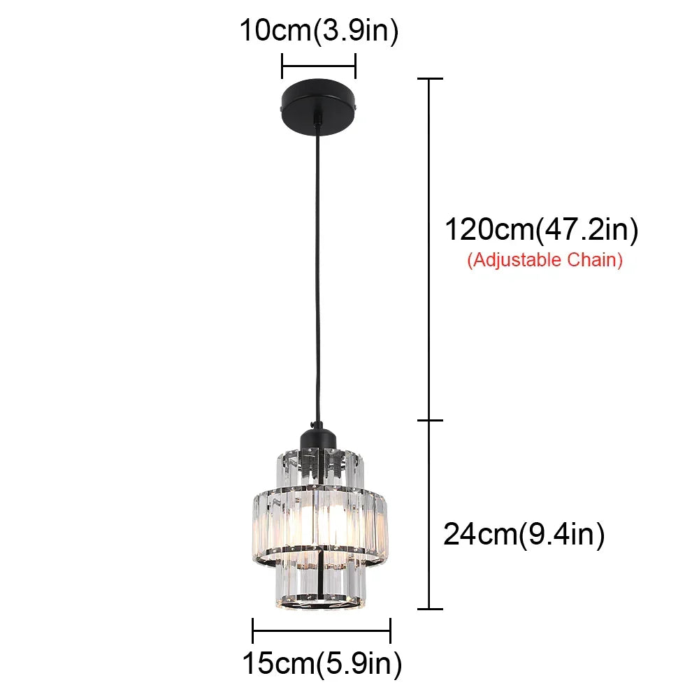 Gold Crystal Pendant Chandelier 3-Light Gold