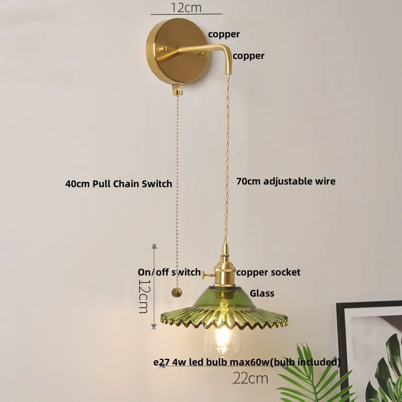Green Glass LED Wall Light Knob Switch Design