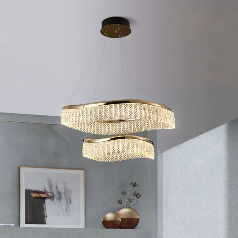 Golden Crystal Round Chandelier