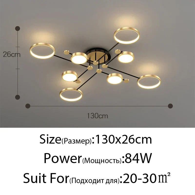 Gold Frame 6-Head Dimmable LED Chandelier