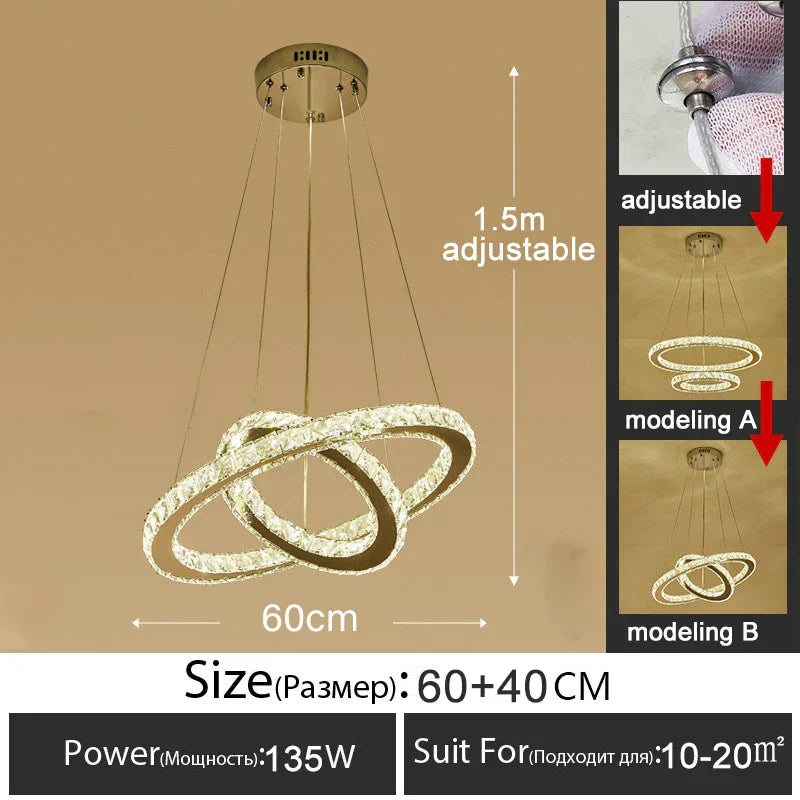 Gold LED Crystal Chandelier Chrome D100cm