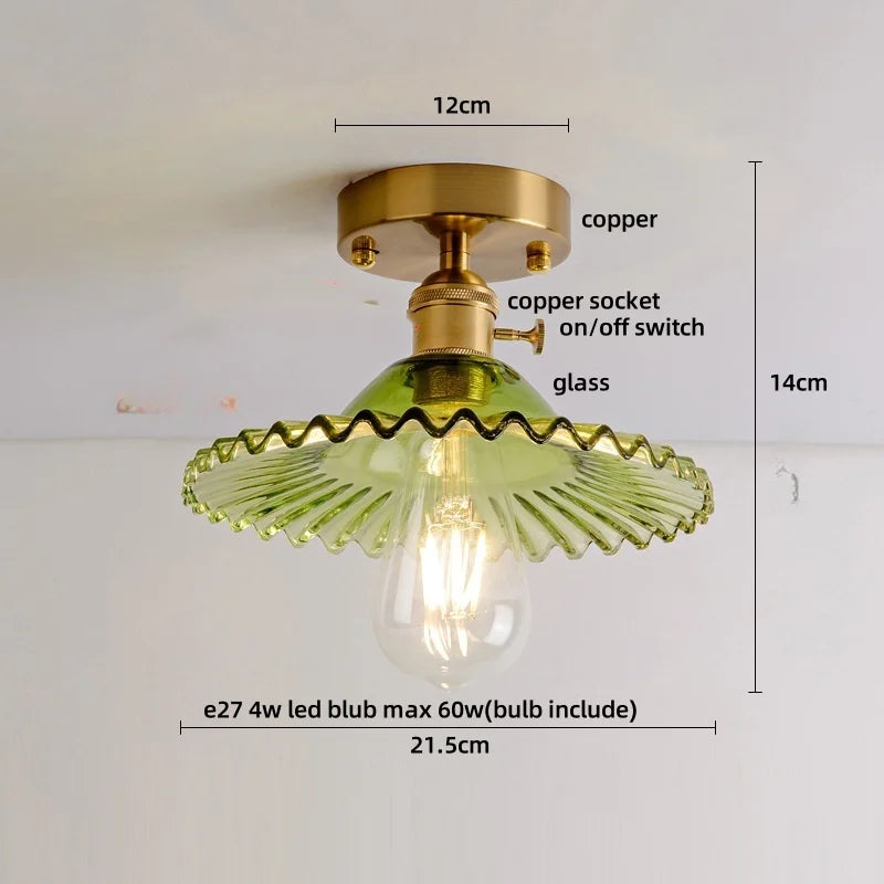 Green Glass LED Ceiling Light