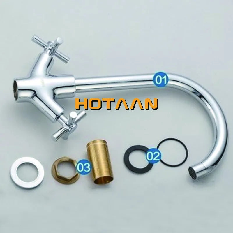 Chrome Dual Handle Faucet Hot And Cold Kitchen