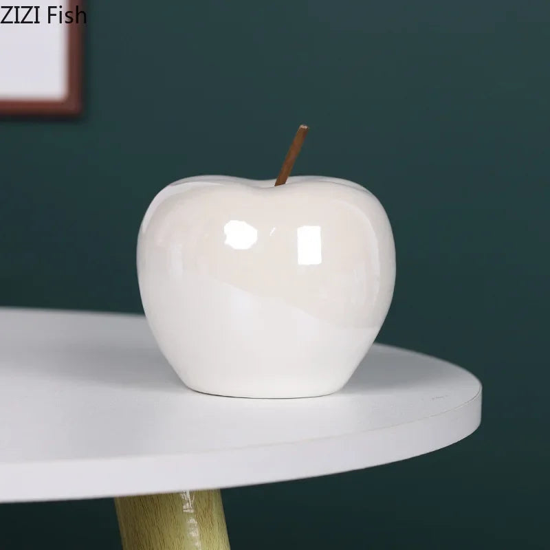 White Ceramic Apple Sculpture