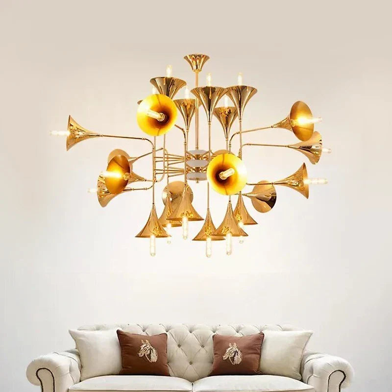 Gold Trumpet Chandelier