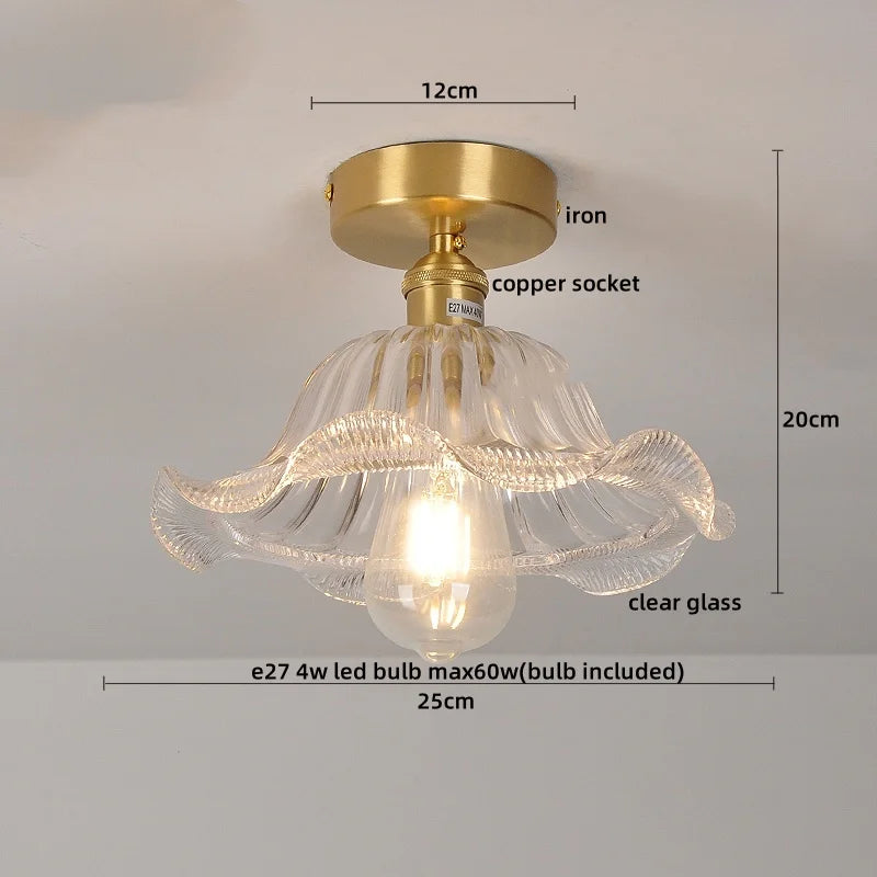 Green Glass Ceiling Light Copper Iron Blend