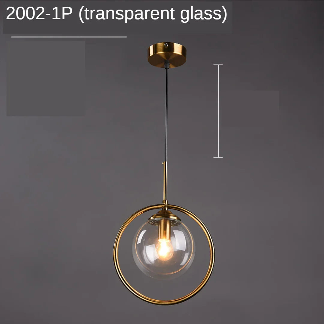 Glass Ball Pendant Light Amber Kitchen Style