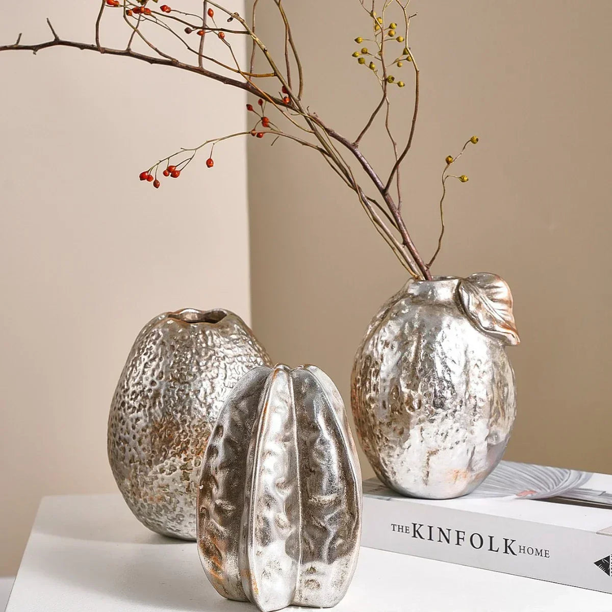 Gold Ceramic Fruit Vase
