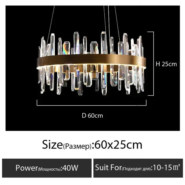 Gold Crystal Round Chandelier K9 Long DIA100cm