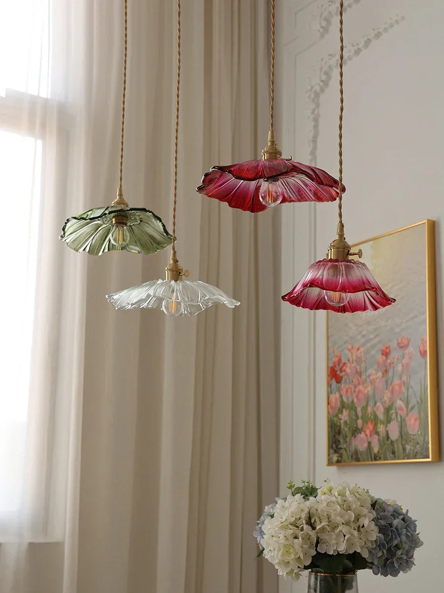Sunflower Glass Brass Pendant