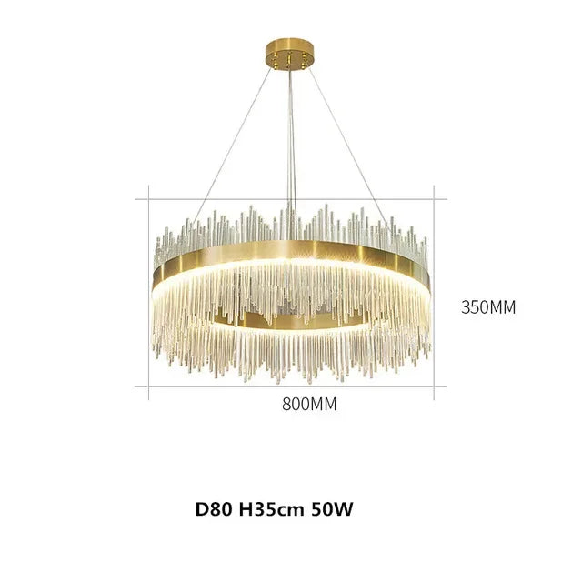 Gold Crystal Circle Chandelier 80cm Dimmable