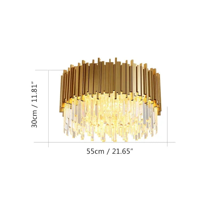 Gold Round Crystal Chandelier 72cm Hanging
