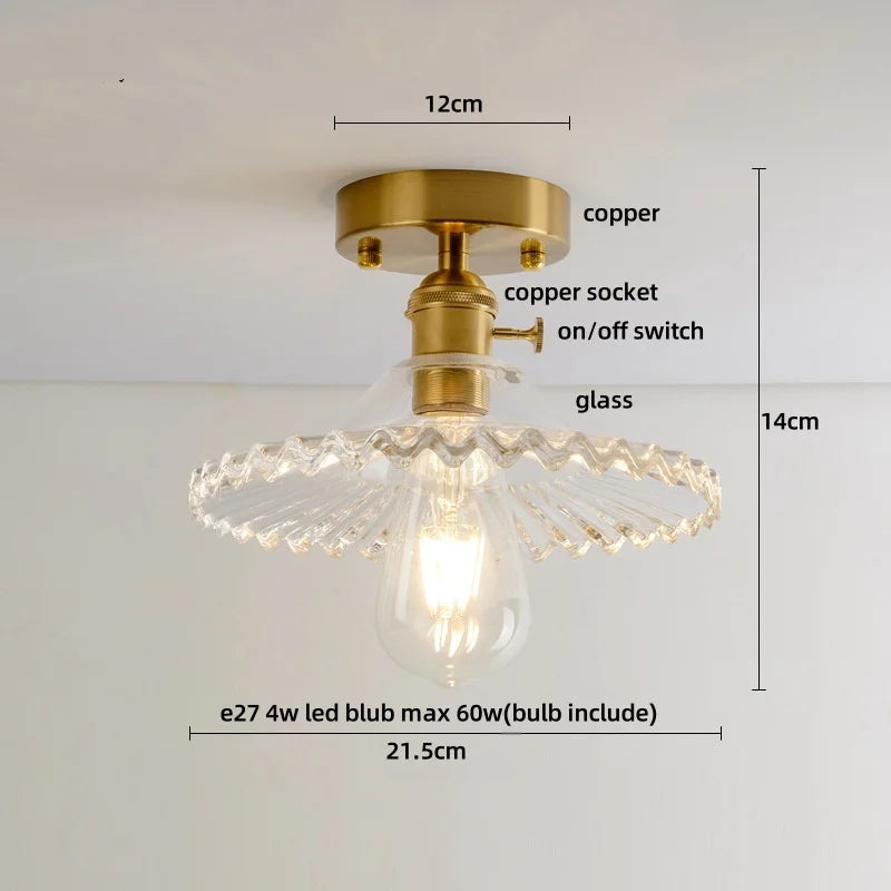 Green Glass Copper Ceiling Light