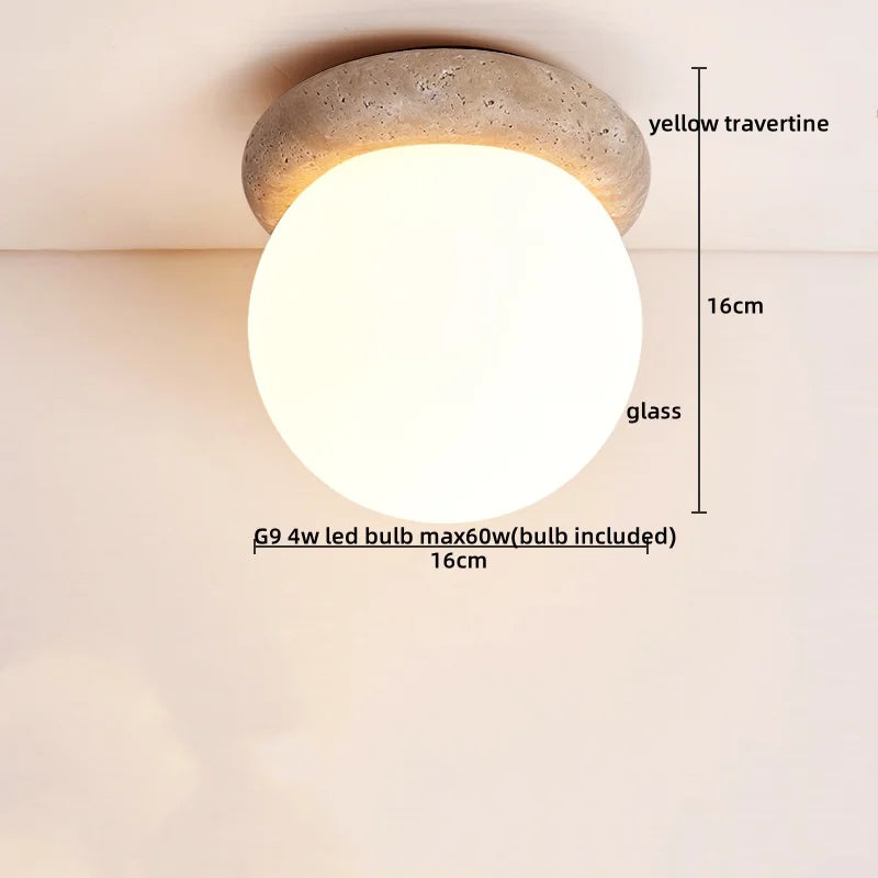Travertine Wood Ceiling Light