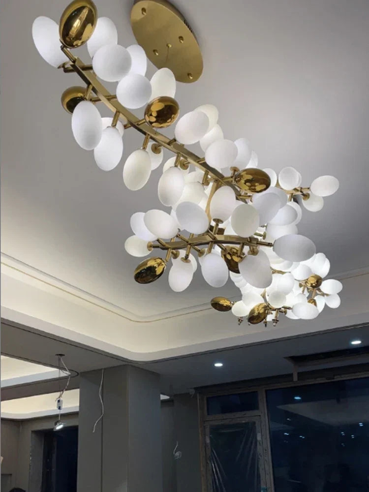 Gold Glass 20-Bulb Pendant Light L200cm