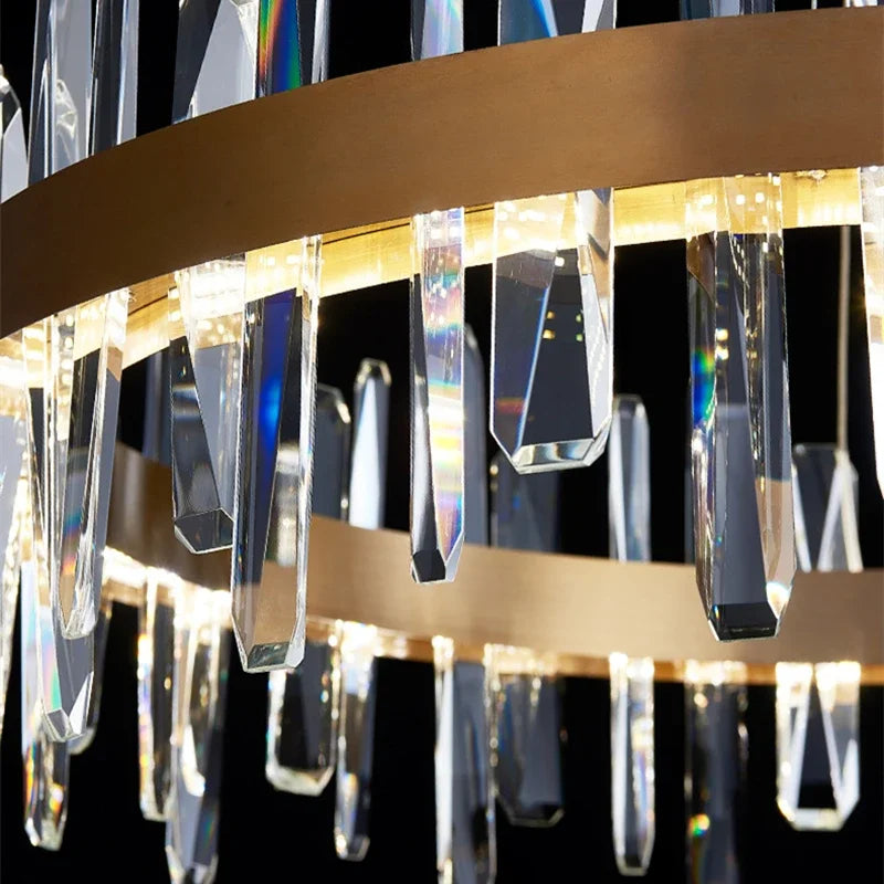 Gold Crystal Round Chandelier K9 Long DIA100cm