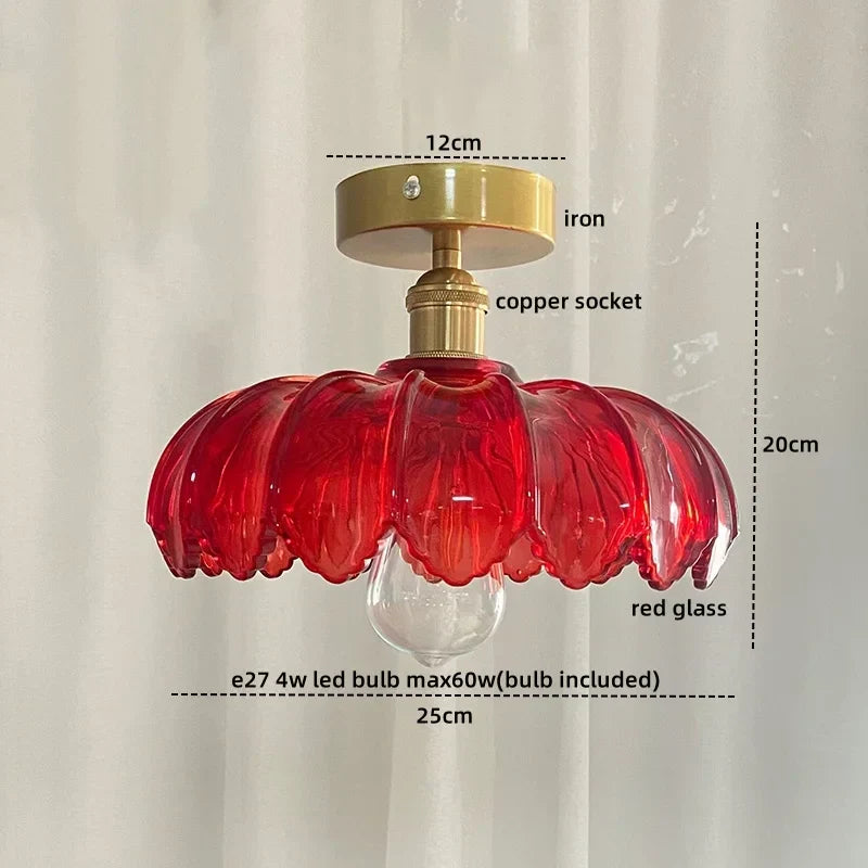 Green Glass Ceiling Light Copper Iron Blend