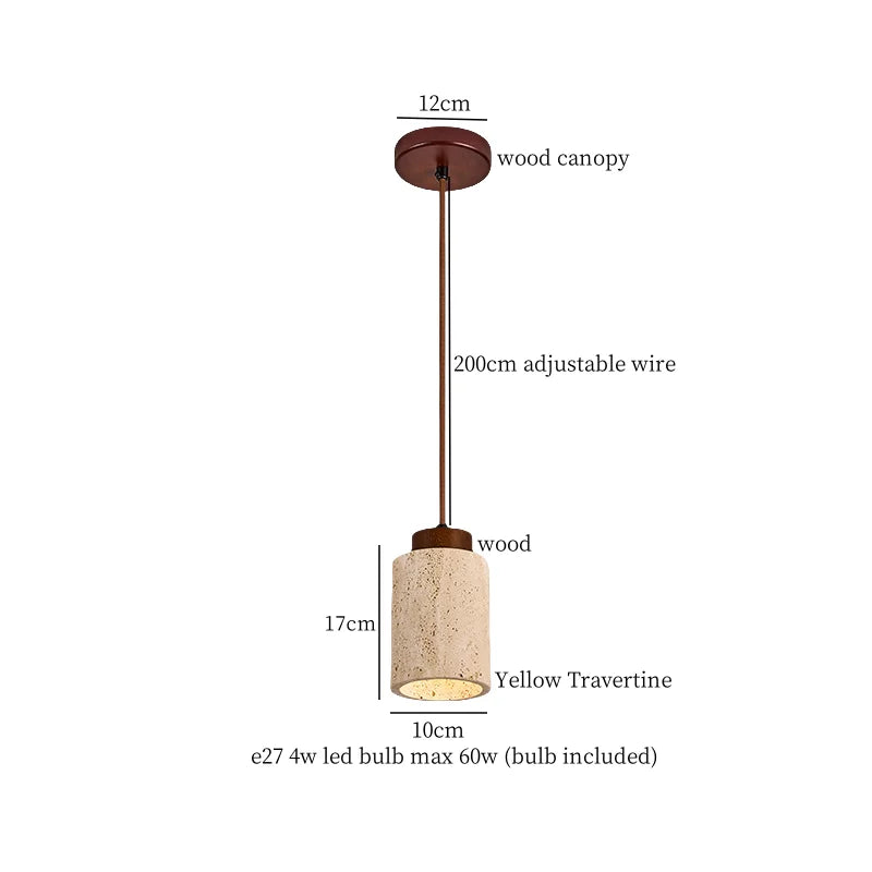 Copper Vintage Pendant Light Travertine Stone
