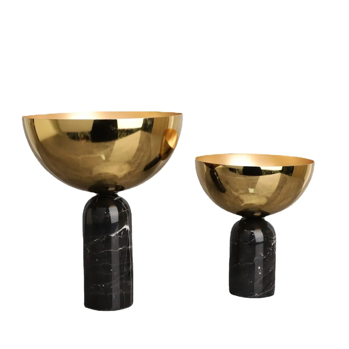 Gold Metal Fruit Bowl With Marble Base Large