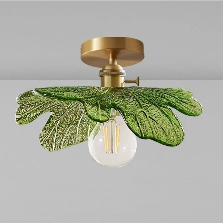 Green Glass Copper Ceiling Light