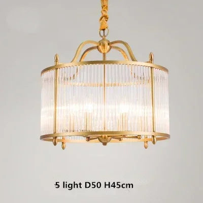 Copper Glass Pendant Light 5-Light D60cm