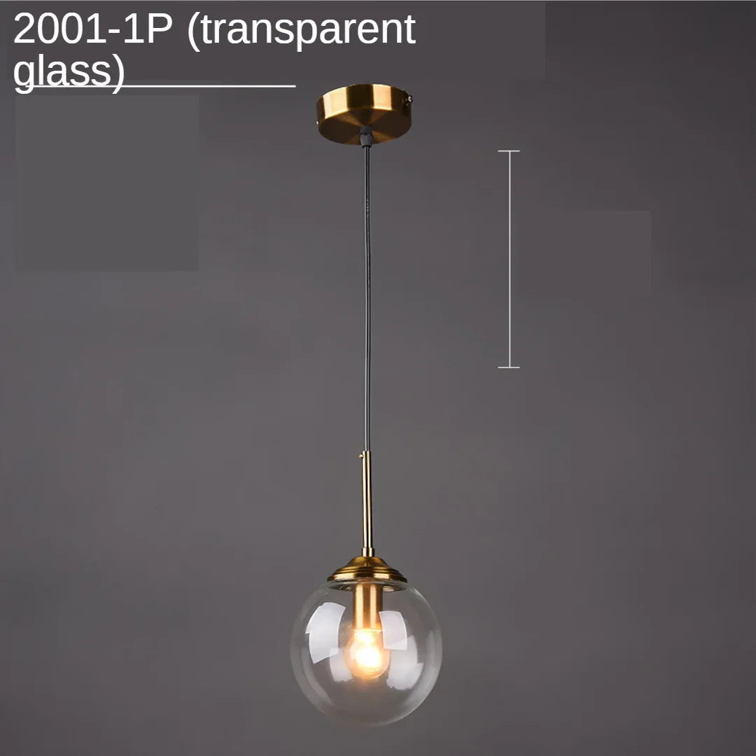 Glass Ball Pendant Light Amber Kitchen Style