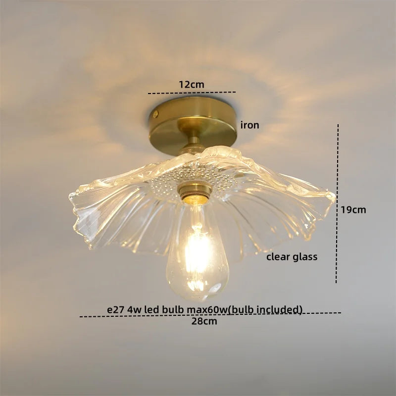 Green Glass Ceiling Light Copper Iron Blend