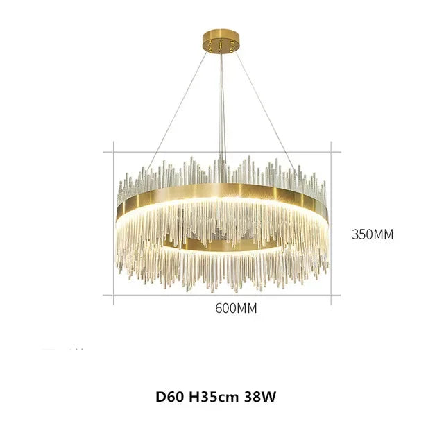 Gold Crystal Circle Chandelier 80cm Dimmable