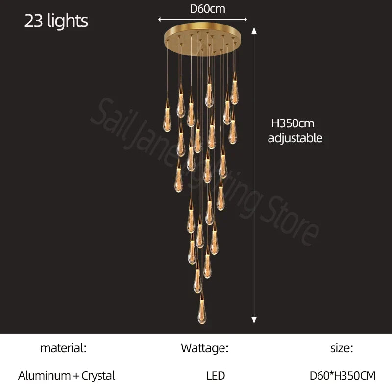 Gold Modern Crystal Chandelier 26-Light Dining