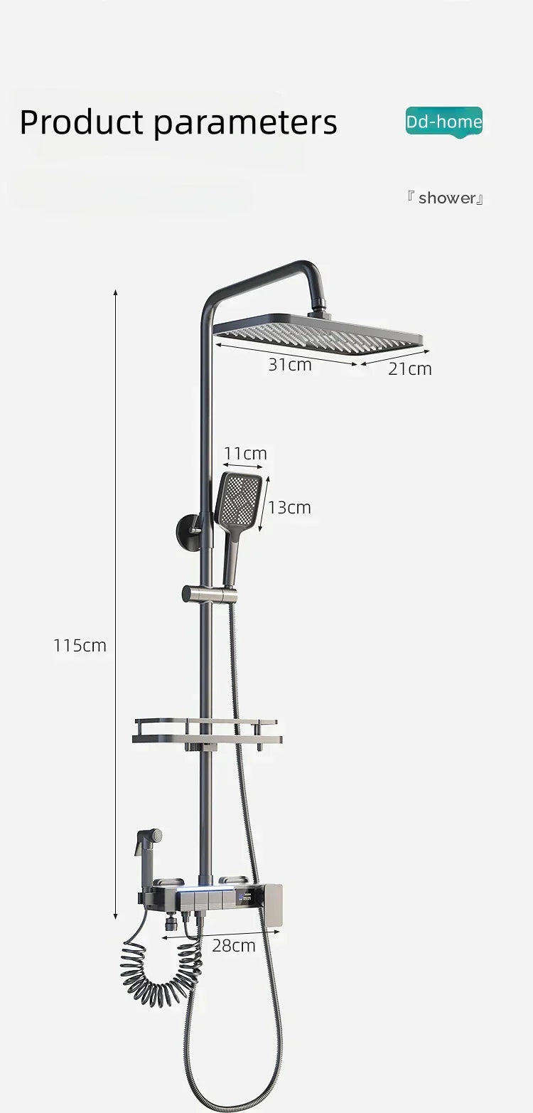 DecorBites™ Electric Sunflower Rainfall Showers System: Modern Hygienic Thermostat Set for Smart Bathrooms