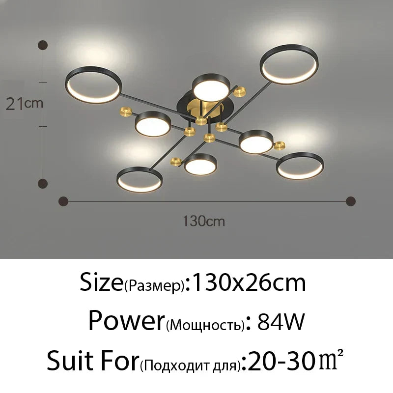 Gold Frame 6-Head Dimmable LED Chandelier