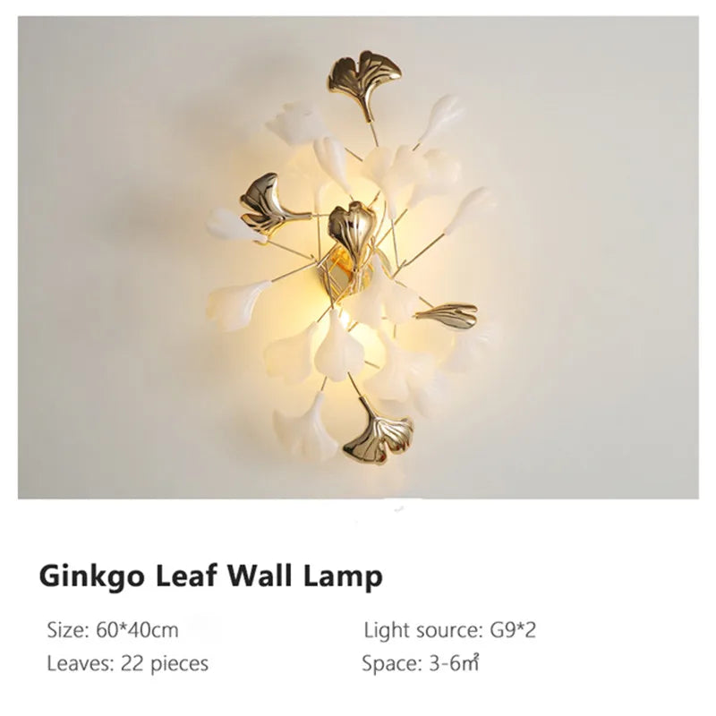 Gold Branch Chandelier With Porcelain Leaves